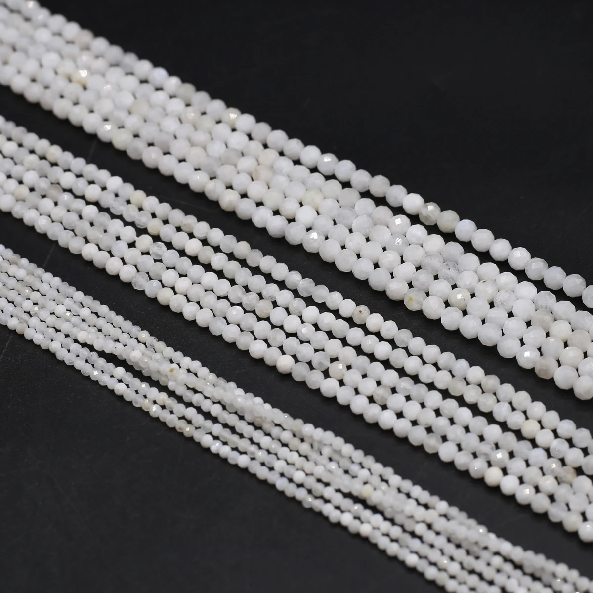 Natürliche Mondsteinperlen, facettierte runde weiße Achate, lose Abstandsperlen für die Herstellung von DIY-Schmuck, Armband, Halskette, Zubehör – Detail 7