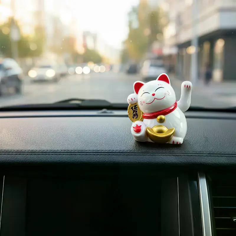 Desktop Decor: 1Pcs Solar Powered Claws Movable Lucky Cat Decor 2inch Mini Ornament For Desk Counter