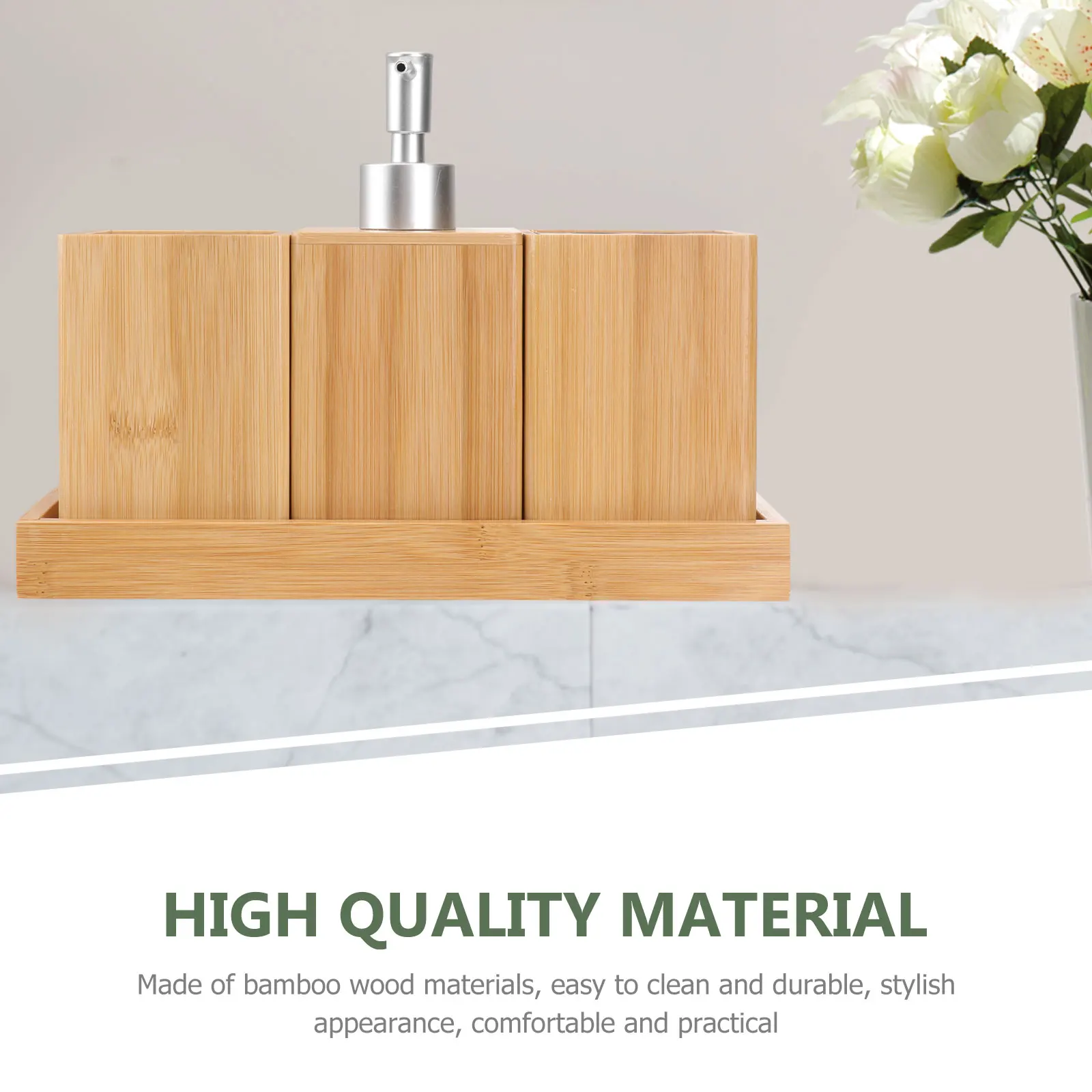 

4-х шт. бамбуковый и деревянный туалетный набор, аксессуары для ванной комнаты, небольшой декор, аксессуары, держатель для зубных щеток для держателей мыла, семья