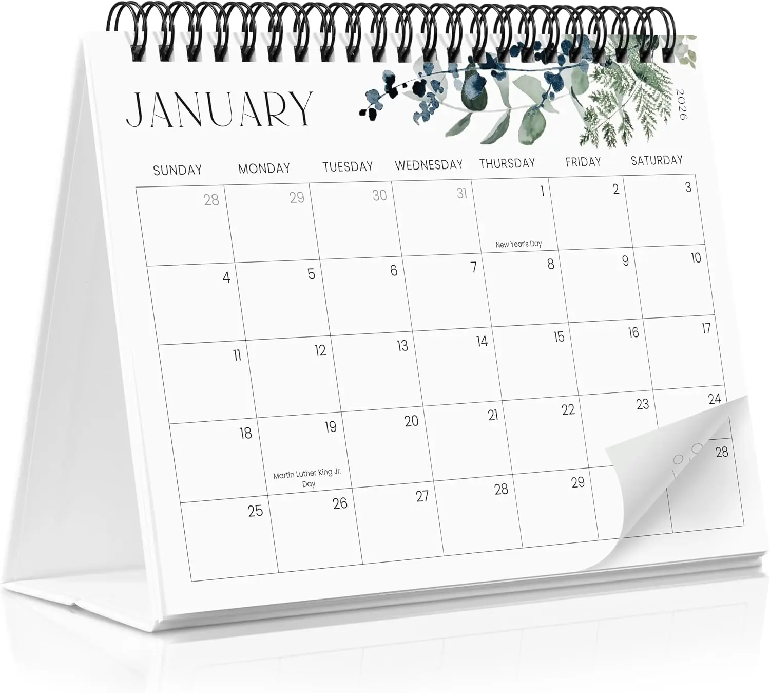 

Desk Calendar 2026-2027: Jan 2026 - Jul 2027, 6x8" Flip, Greenery Design