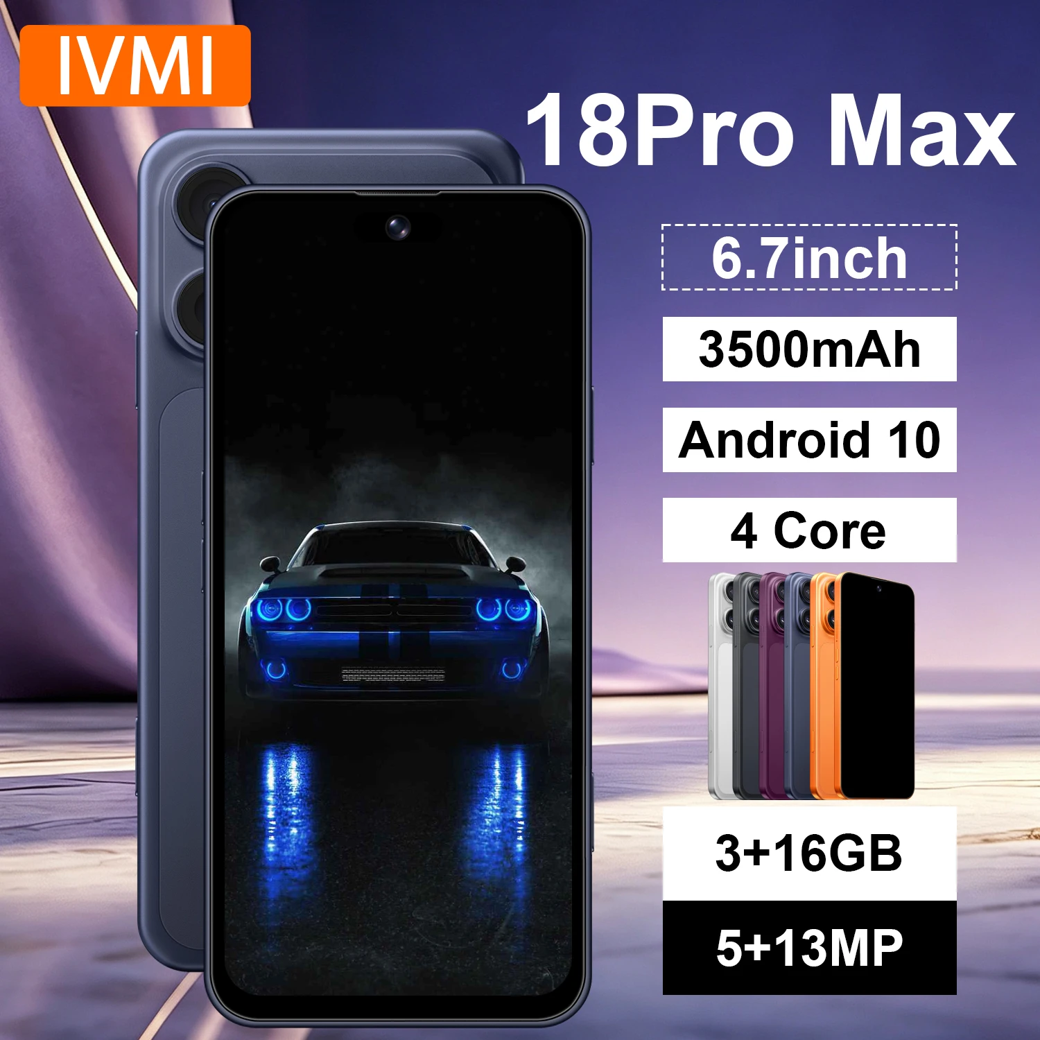IVMI 18 Pro Max Unlocked Android 10 Mobile Phones Original Smartphone 4G 3GB+16GB Fingerprint Face ID 4G Dual Card CellPhone