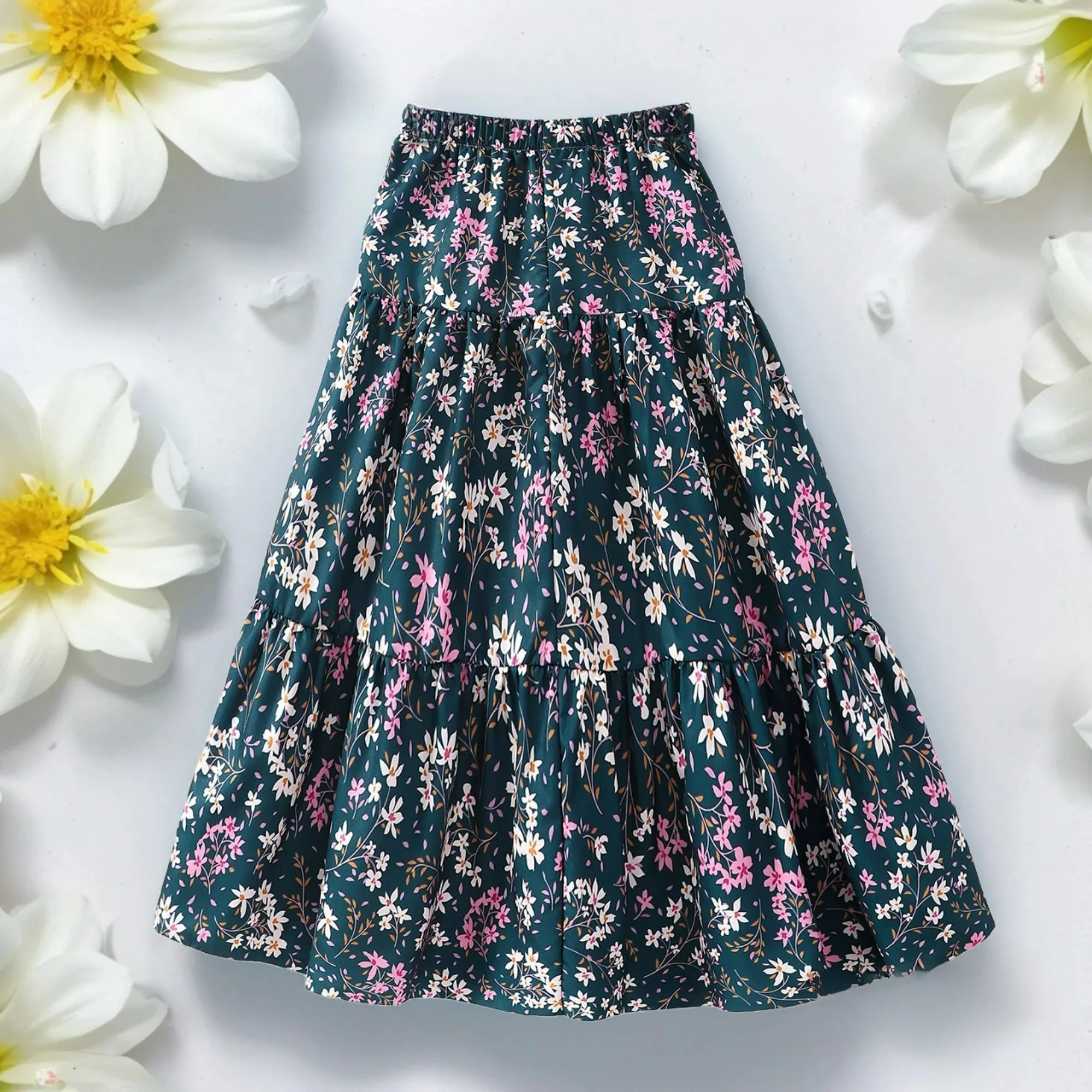 New Long Skirt Teens Girls Clothing 8-12 Y Summer Style Casual Fashion Floral Butterfly A-Line Birthday Gift Children Skirt