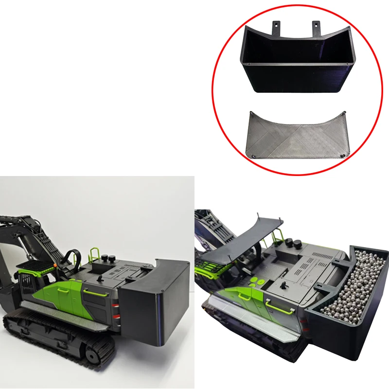 1PCS For Huina 593/594 RC Excavator Model Empty Counterweight Box 3D Printed Weight Compartment DIY Mod Upgrade Accessory