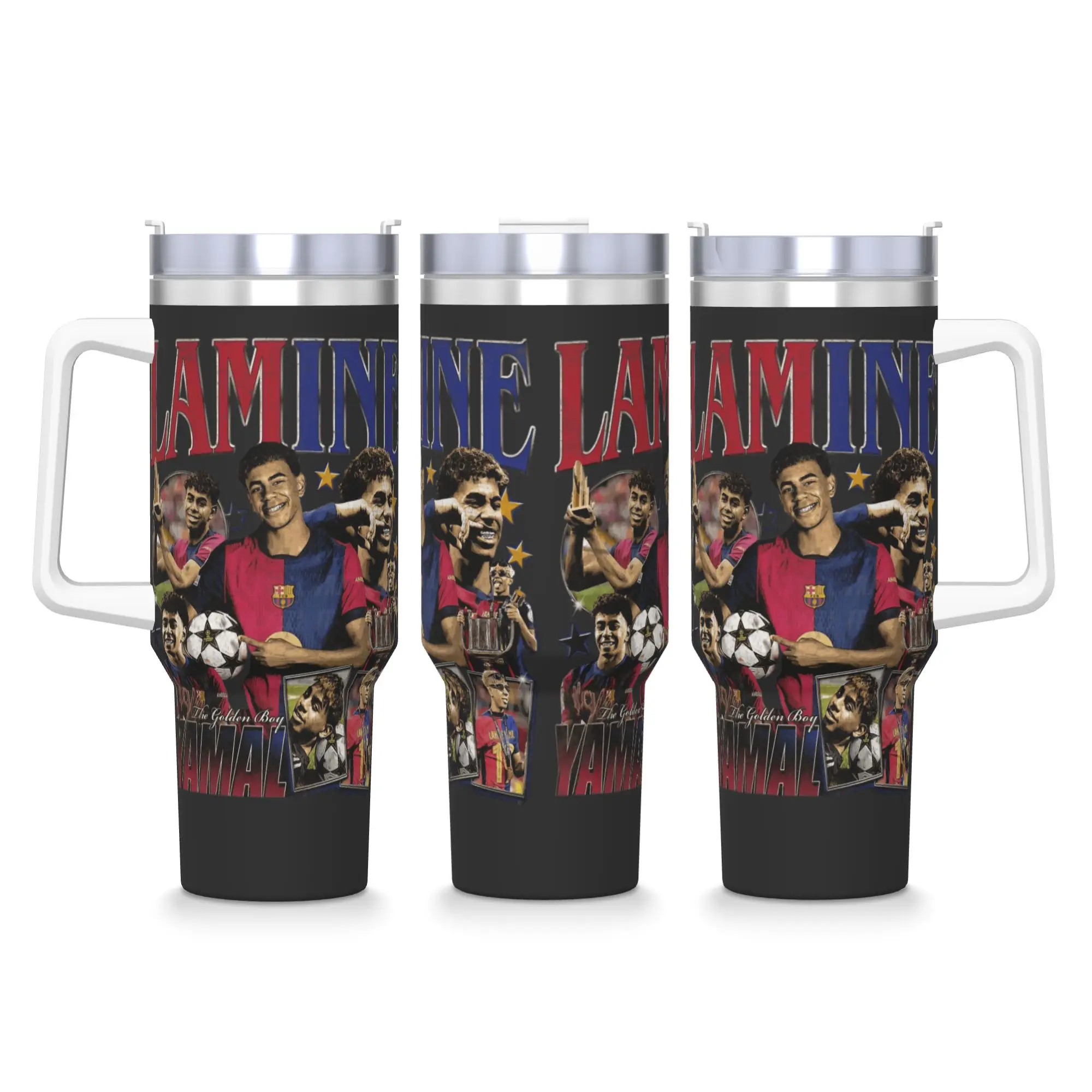 Stainless Steel Tumbler L-Lamine FootballStar y-Yamal Car Mugs With Straws  Driving Cold and Hot Water Bottle 40oz Thermal Mug