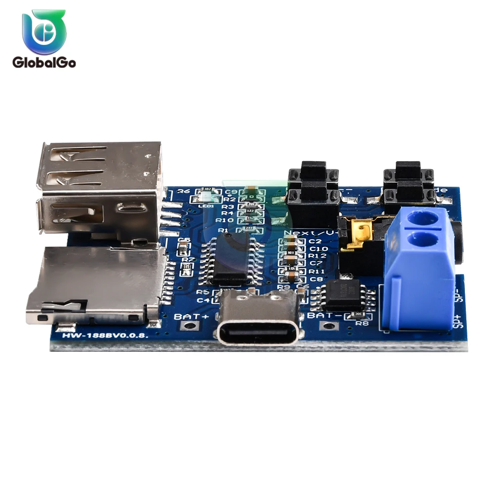 MP3 Lossless Decoding Board Module DC 3.7-5.5V Micro USB Type-C Interface Player Module Amplifier Decoding Audio Player
