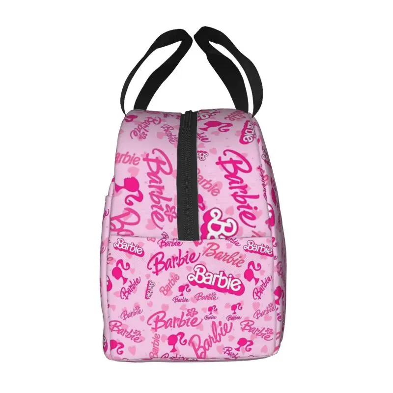 Custom Barbie Lunch Bag Women Warm Cooler Insulated Lunch Box for Student School Work Picnic Food Tote Bags