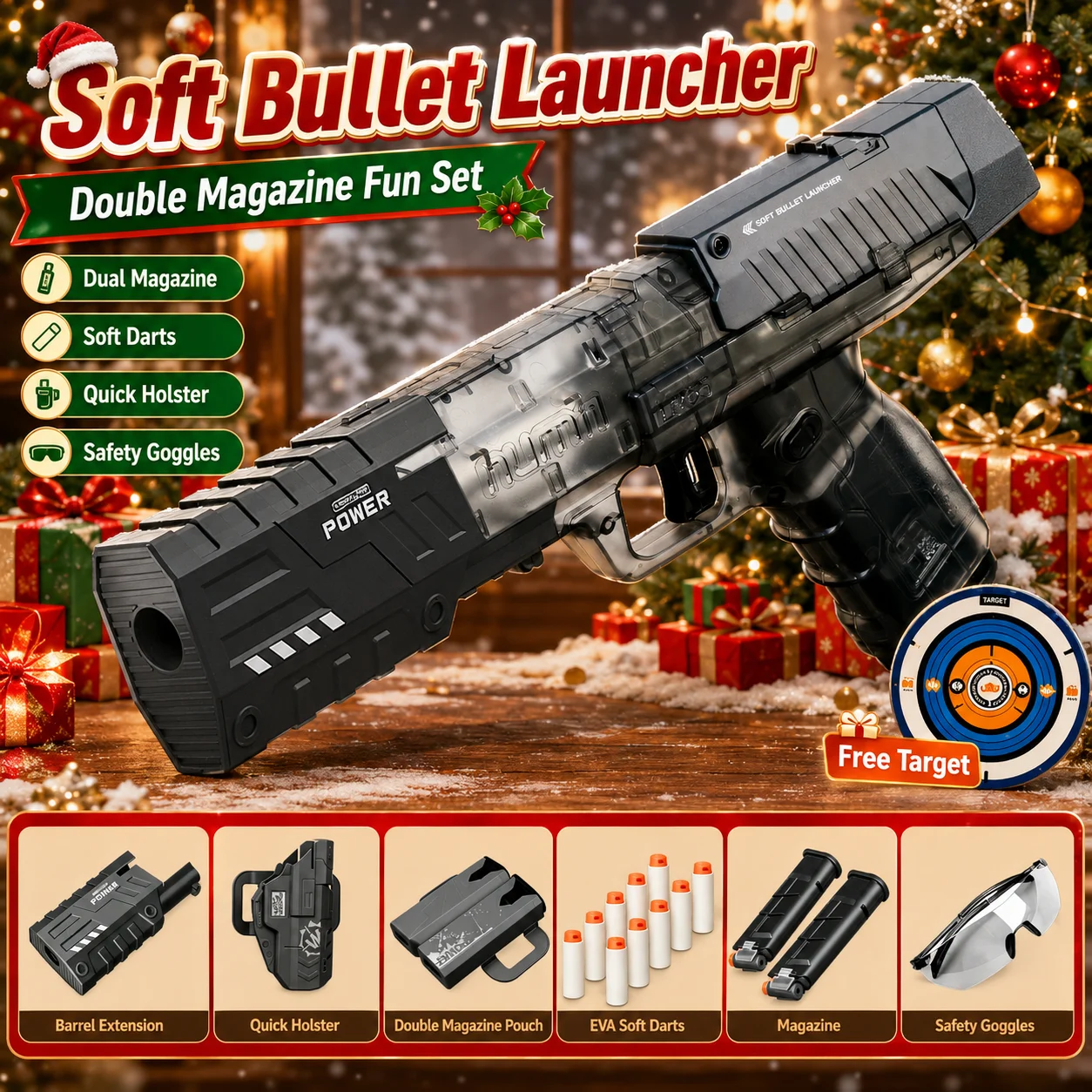 Foam Dart Gun - Pistol Mainan Gan Lp-55 32cm, Transmisi
