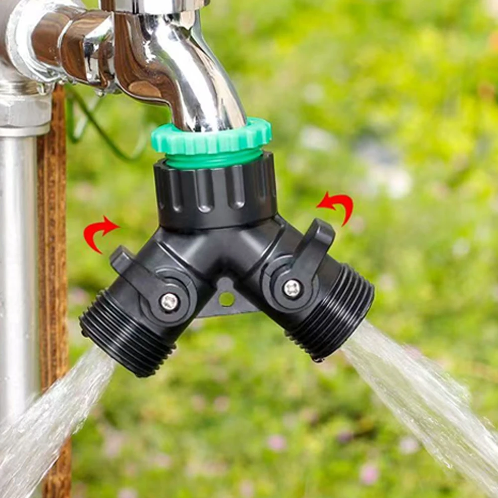 1pcs Double Switch Irrigation Ball Valve 3/4'' Thread Y-Shaped Two-Way Splitter Water Pipe Valve for Garden Hose