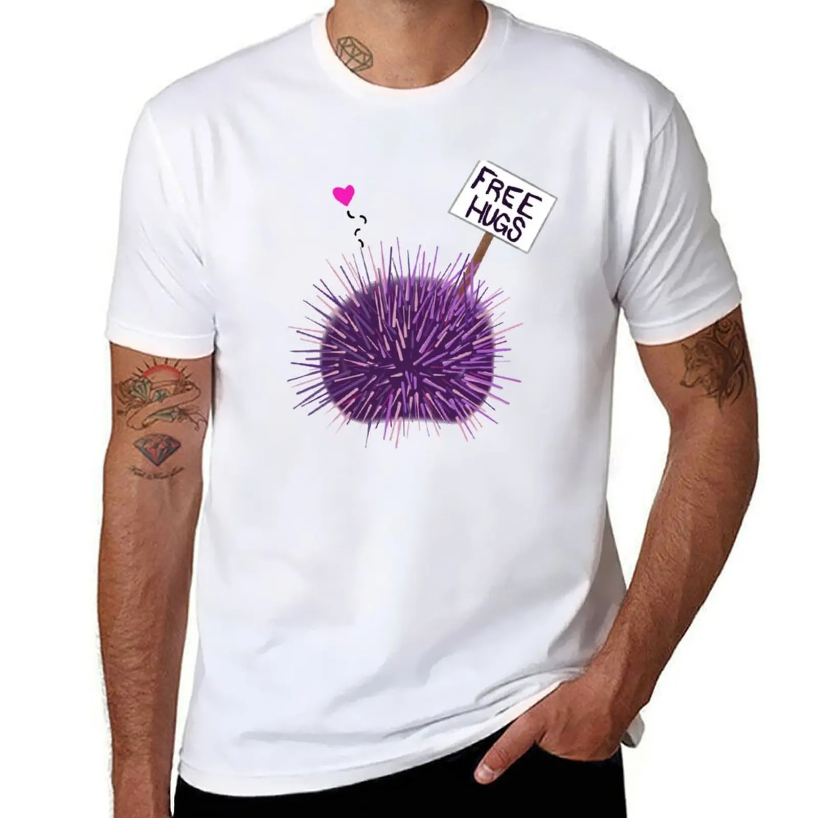 Sea Urchin Hugs T-Shirt anime shirt customs design your own cotton graphic tees summer top mens white t shirts