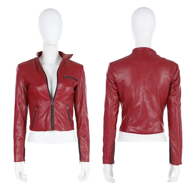 

Женский костюм для косплея Redfield, красное кожаное пальто, брюки, аксессуары, Claire Cos, полный комплект и индивидуальные детали продаются ty'4