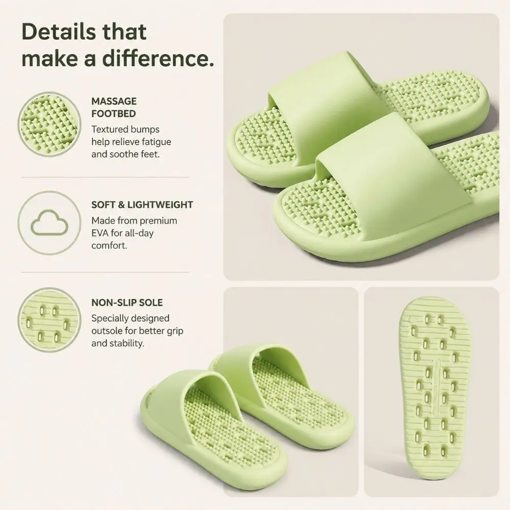 Acupressure Bathroom Massage Slippers Anti-Slip Soft Bottom Women Slippers Anti-odor Lightweight Home Sandals Everyday Outfits