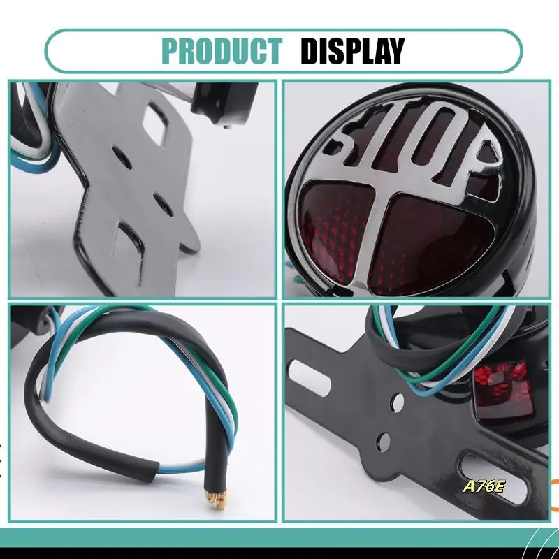 

Motorcycle Retro Taillight Miller Stop Tail Light Number Plate Rear Lamp Bracket Chopper Brake Stop Light