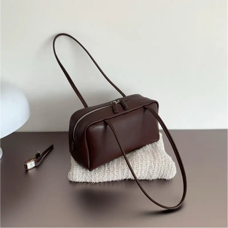 Wildleder Boston Tasche Baguette Tasche Handtasche Schultertasche Damen Vintage Kissen Unterarmtasche für den Alltag – Detail 7