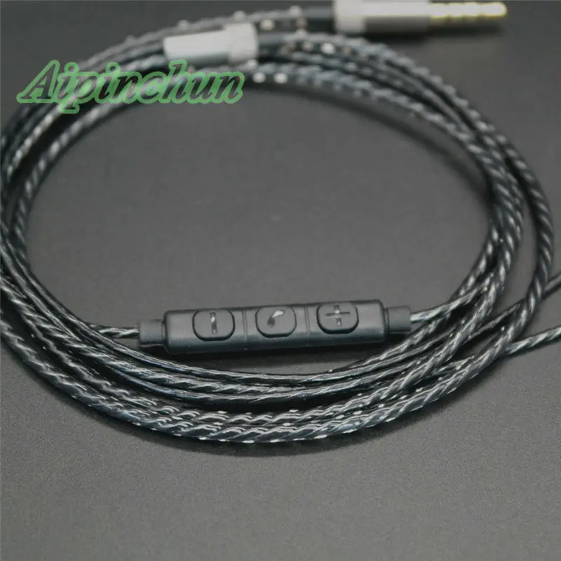 Aipinchun 3,5 мм 4-полюсный разъем для самостоятельной сборки аудиокабеля для наушников с зеркальной заменой наушников 18 медный провод 127 см AA0209