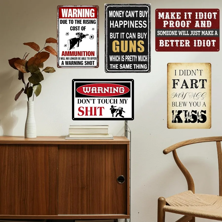 تين تسجيل البنادق اكسسوارات للرجال رجل الكهف علامات وديكور مضحك معدن القصدير تسجيل هدايا باردة لمحبي البندقية هدايا الصيد للرجال