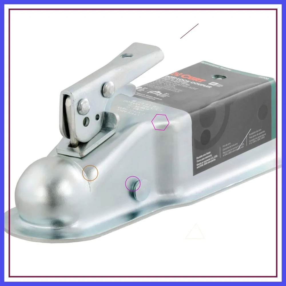 

Straight Tongue Trailer Coupler for 3-Inch Channel, 2-In Hitch Ball, 5000 lbs Capacity