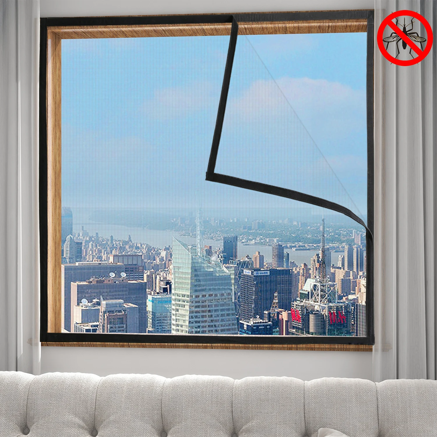 Summer Mosquito Net，Mosquiteras Para Ventana，Curtains and Window Treatments，Fliegengitter Fenster，Easy to Install，Black