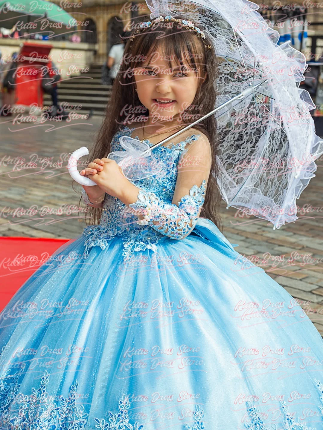 Flower Girl Dress For Wedding Lace Applique Sleeveless Tulle Beading Kids Birthday Party First Communion Ball Gowns Customized
