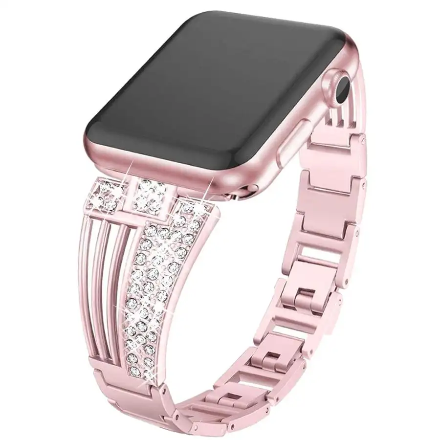 Correa de diamante para Apple Watch, banda de cristal de lujo para iwatch Series 8, 7, 6, SE, 5, 3, Ultra, 40mm, 41mm, 38mm, 44mm, 42mm, 45mm, 49mm