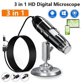 Microscope numérique 1600X 3 en 1, caméra électronique Portable pour le soudage, loupe LED type-c, loupe de Charge USB