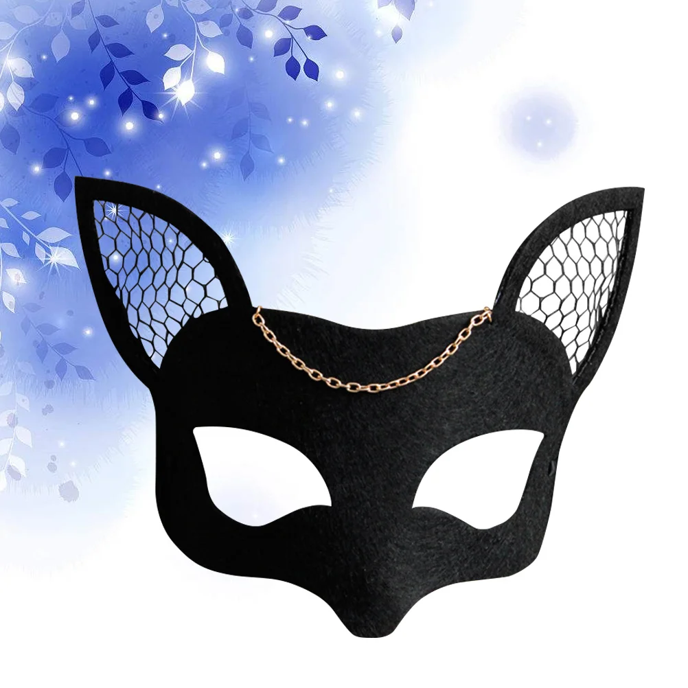 قناع نسائي شبكي أسود من اللباد، أزياء تنكرية للحفلات التنكرية، قناع أنيق لعيد الهالوين وعيد الميلاد
