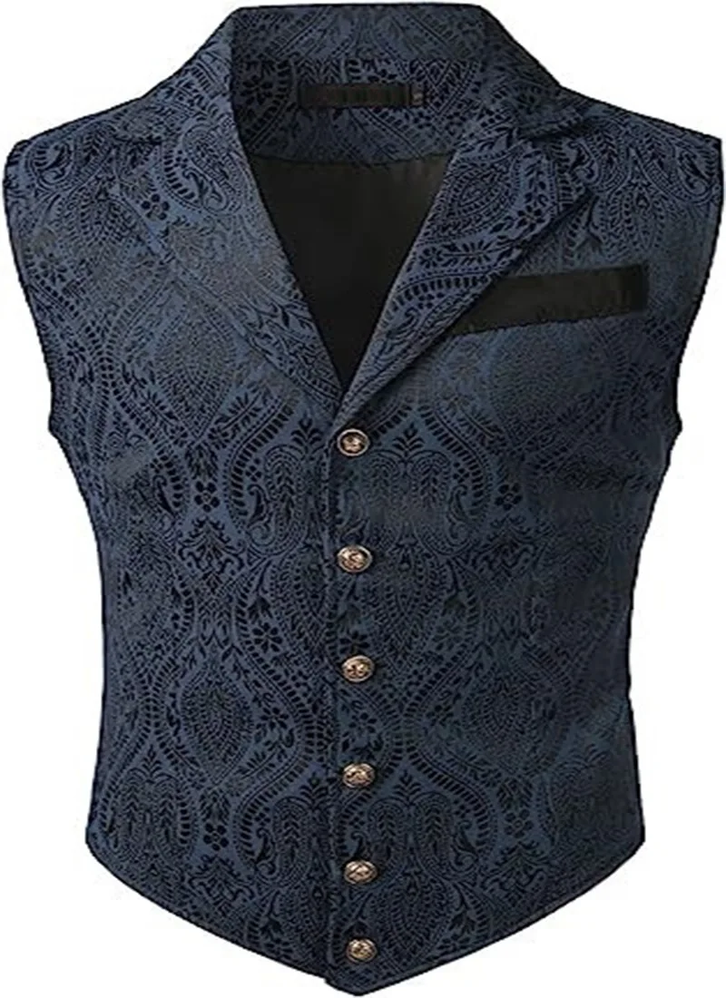 AM9100 Men's Business Suit Vest Fashion British Retro Vest Casual Groom Suit Slim Vest