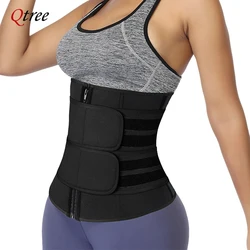 Qtree entrenador de cintura de talla grande para mujer, faja deportiva, corsé adelgazante, moldeador de cuerpo de vientre, recortador de sudor, cinturón adelgazante, pérdida de peso