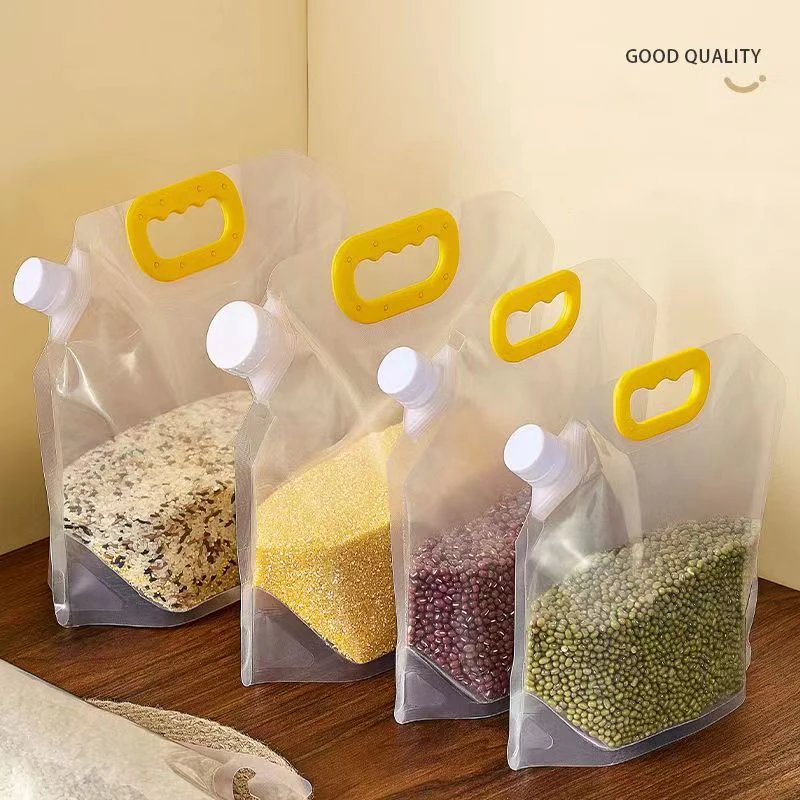 5PCS Grain Storage Bag Portable Insect Proof Moisture Proof Fresh Keeping Bag Recyclable Portable Transparent Grain Storage Bags