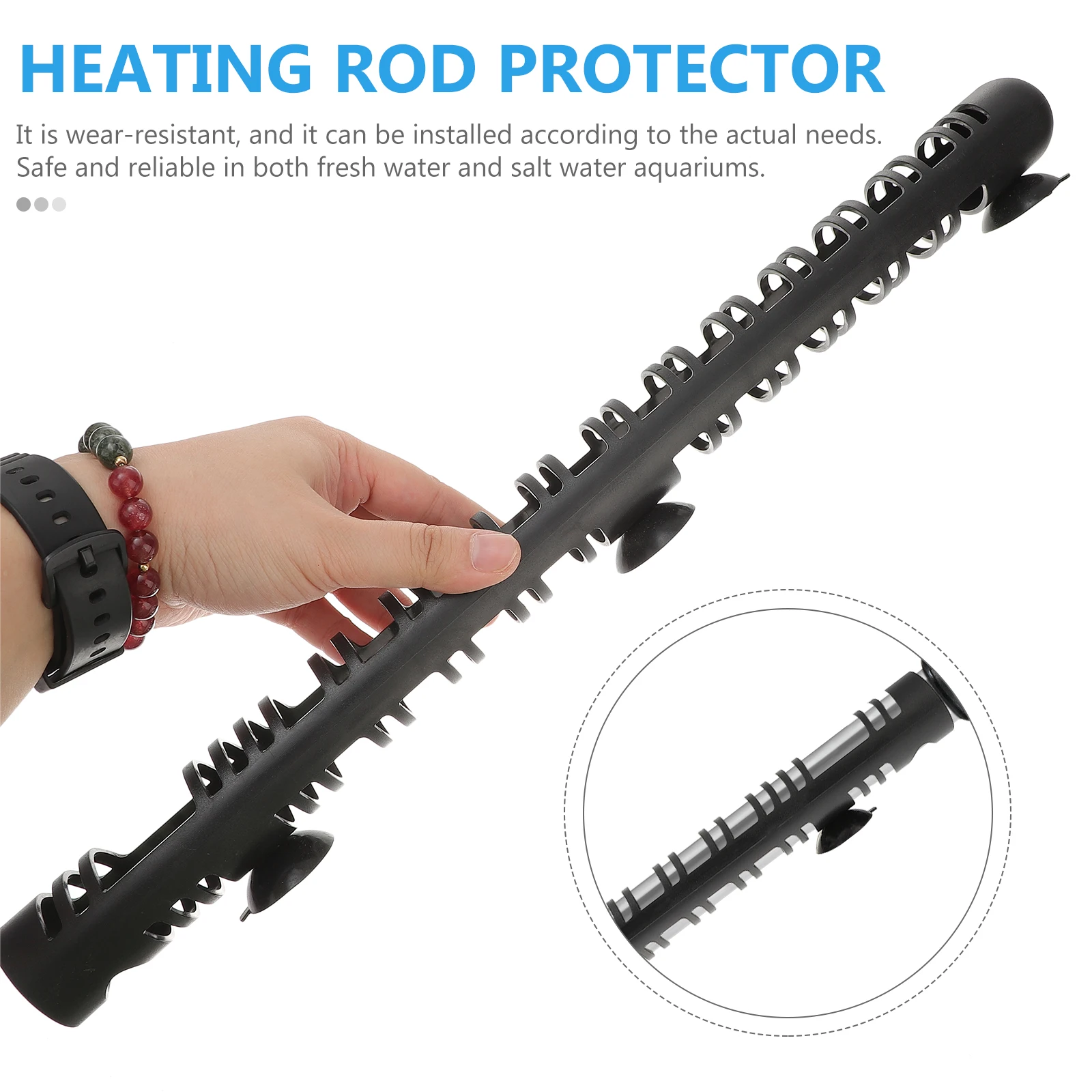 

Aquarium Heater Sleeve Fish Tank Heating Rod Cover Durable Plastic Sleeve Black Tank Heater Protection Safe Reliable For Fresh