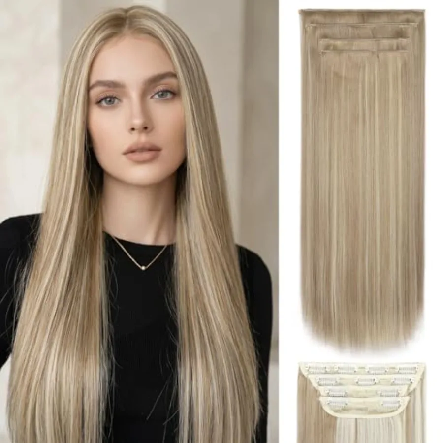 Hair Extensions Straight Clip in Hair Extensions Clip ins - Soft and Thick 20 Inches, 4Pcs, 16H613#