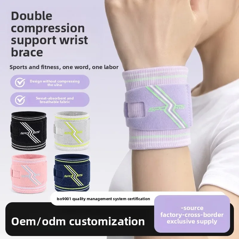 Double Pressure Compression Wrist Support Sweat Absorbing Strap Breathable Wrist Guard for Men Women Tennis Badminton Sports