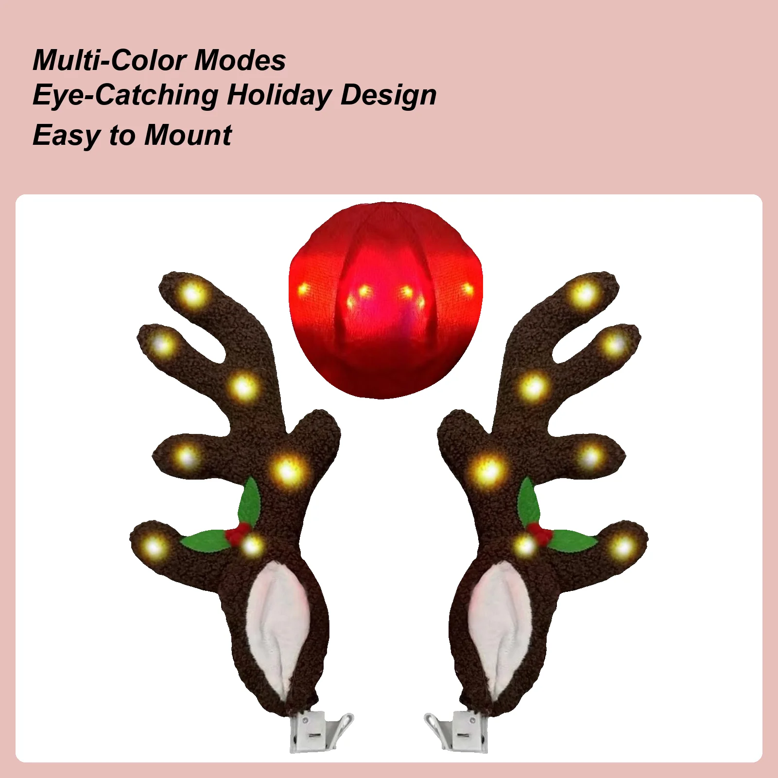 

Автомобильные рога с подсветкой, оленьи рога автомобиля с носом, украшение автомобиля для автомобиля, грузовика, внедорожника, наружное окно, крыша