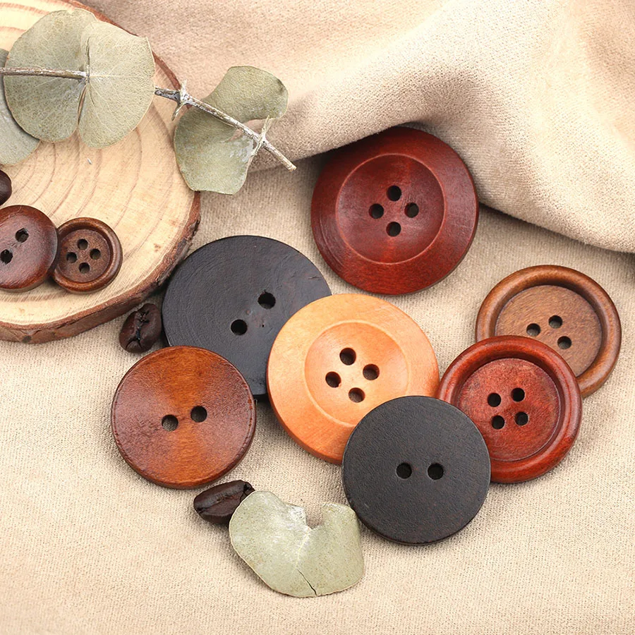 10PCS 2/4 Holes Round Wooden 15mm Buttons for Clothing High Quality DIY Decorations Sew on Accessories 5 Colors Optional