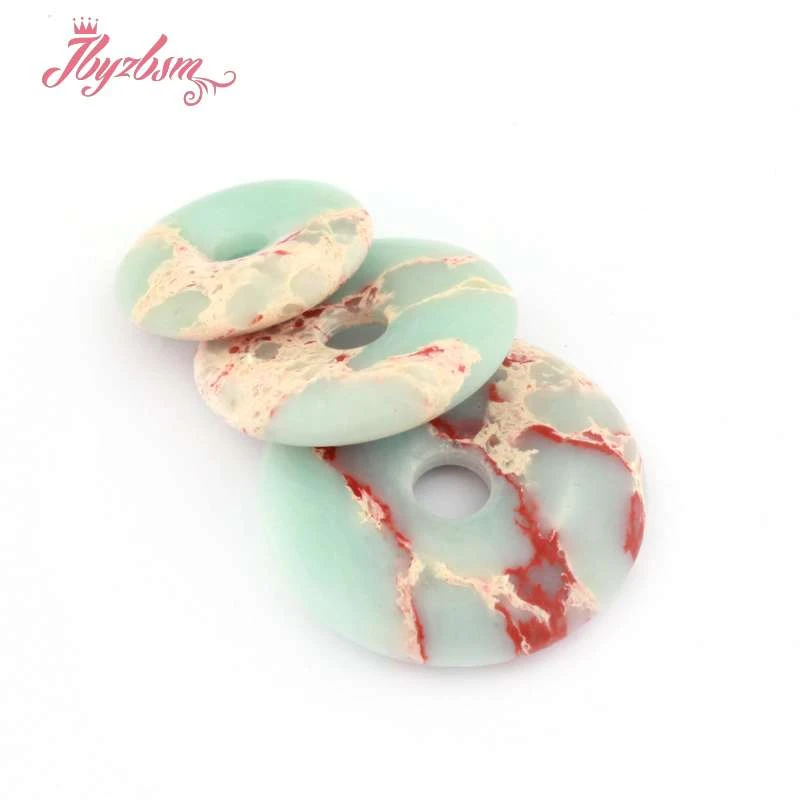 25.30.35mm Donut Green Shoushan Stone Bead for DIY Accessories Necklace Bracelet Pendant Charm Jewelry Components Making 1 Pcs