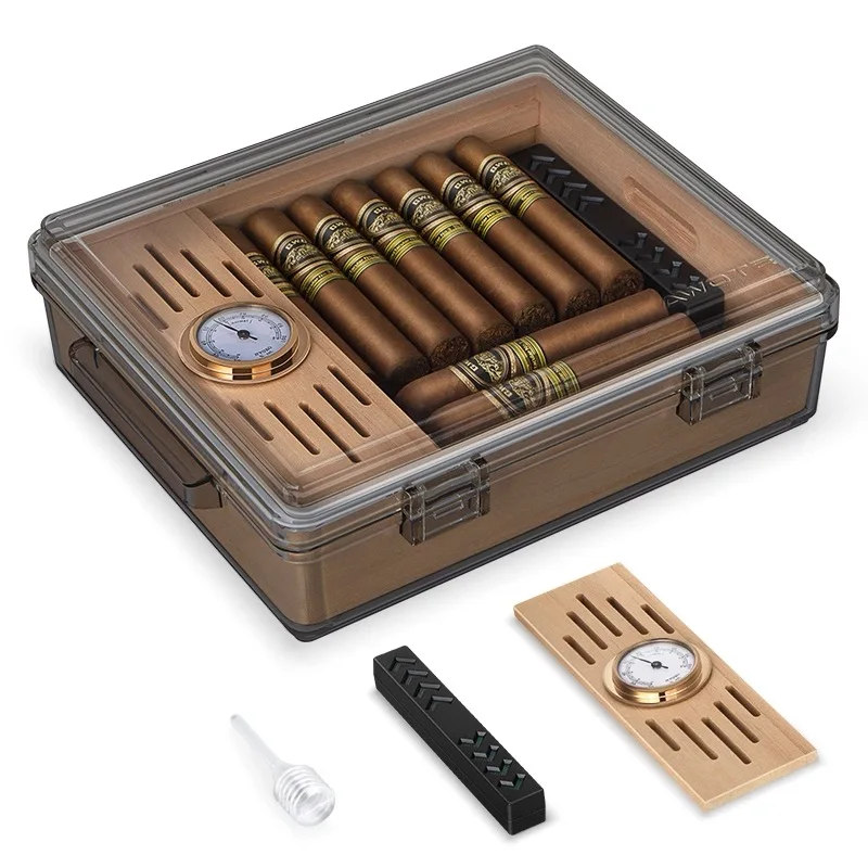 Acrylic Cigar Box, Large Capacity Transparent High-Quality Cedar Tray Cigar Box.