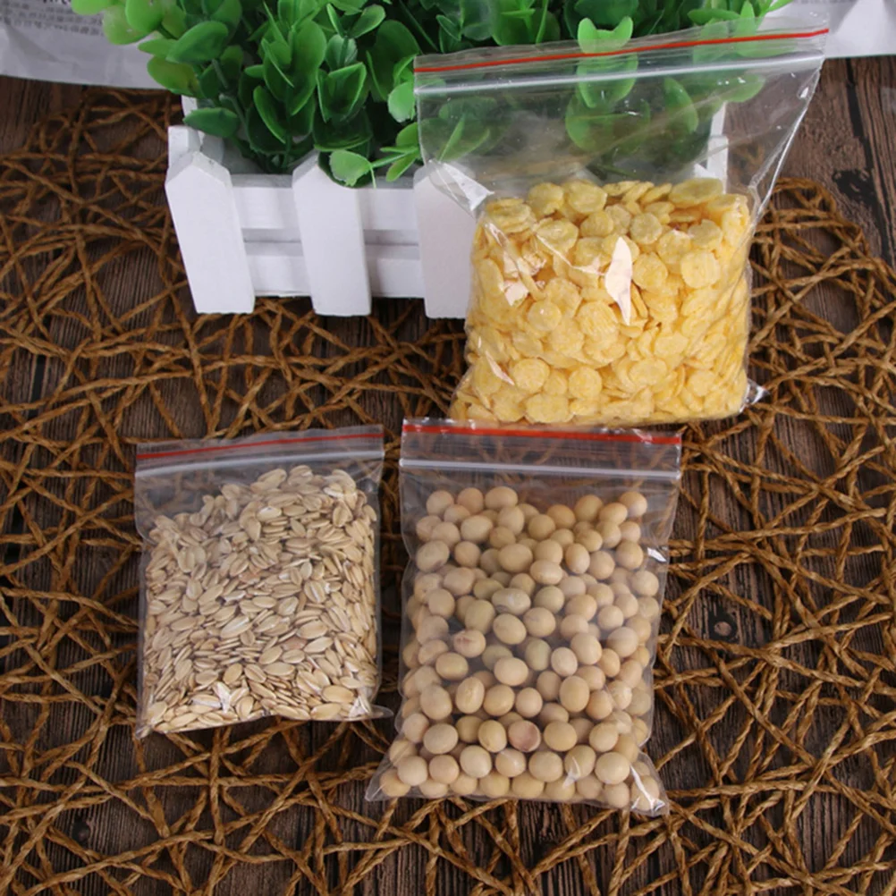 200 Pcs Storage Bags Earring Tea Mini Food Packaging Transparent Sealable Bracelet