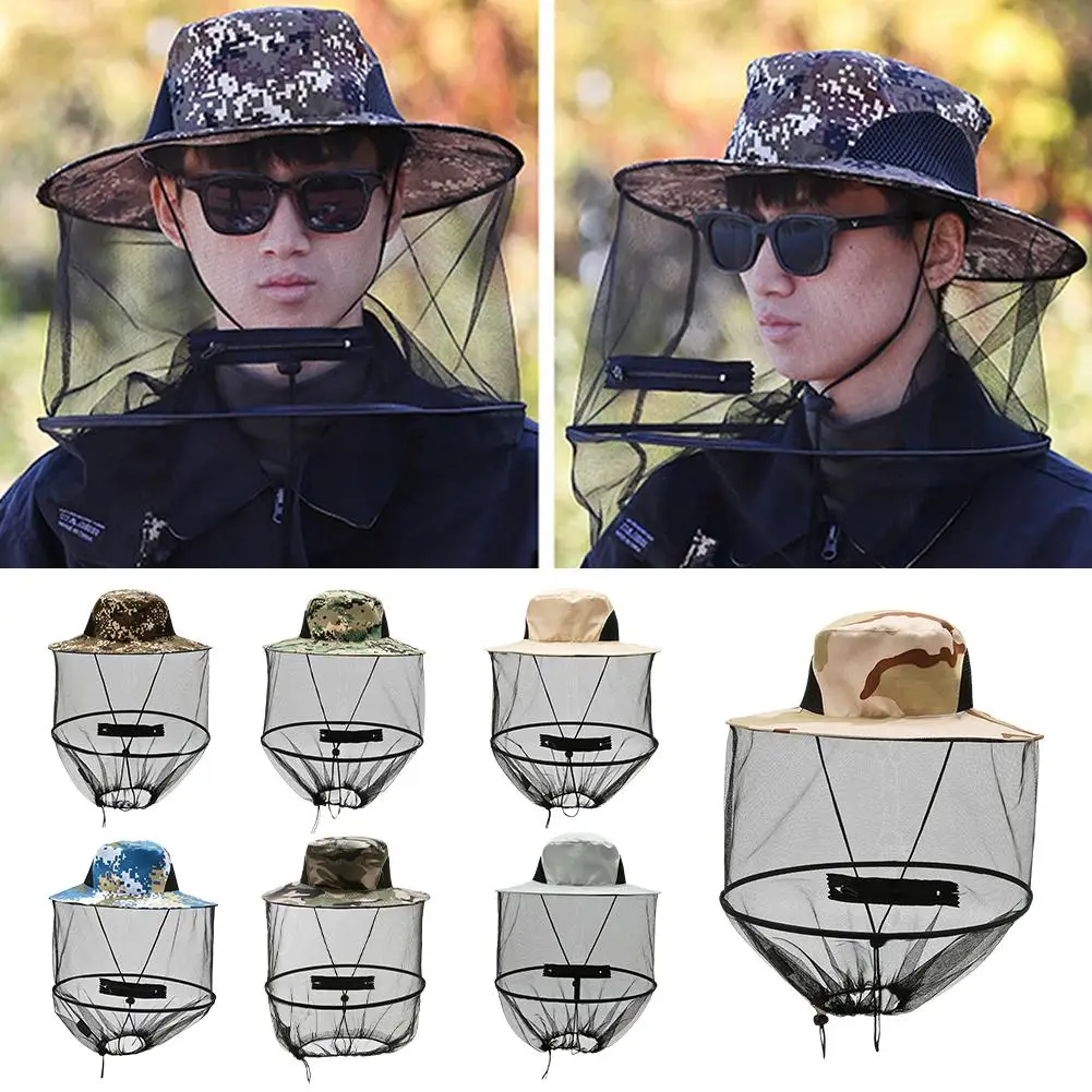 Outdoor Sunscreen Mosquito Hat Insect Bee Protection Cap Foldable Sun-proof Sunshade Hat Net Mesh Insect Proof Cap Unisex
