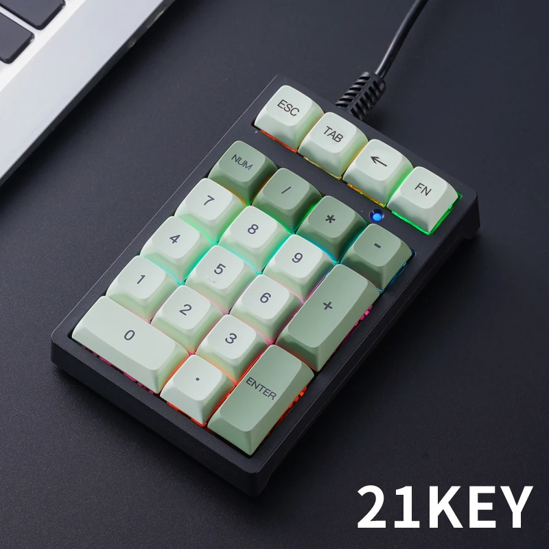 APAYADO T21 แป้นพิมพ์ตัวเลข 21Key คีย์บอร์ดตัวเลขแบบมีสาย, ไฟหลากสีสําหรับคลังสินค้า / การบัญชี / การเงิน