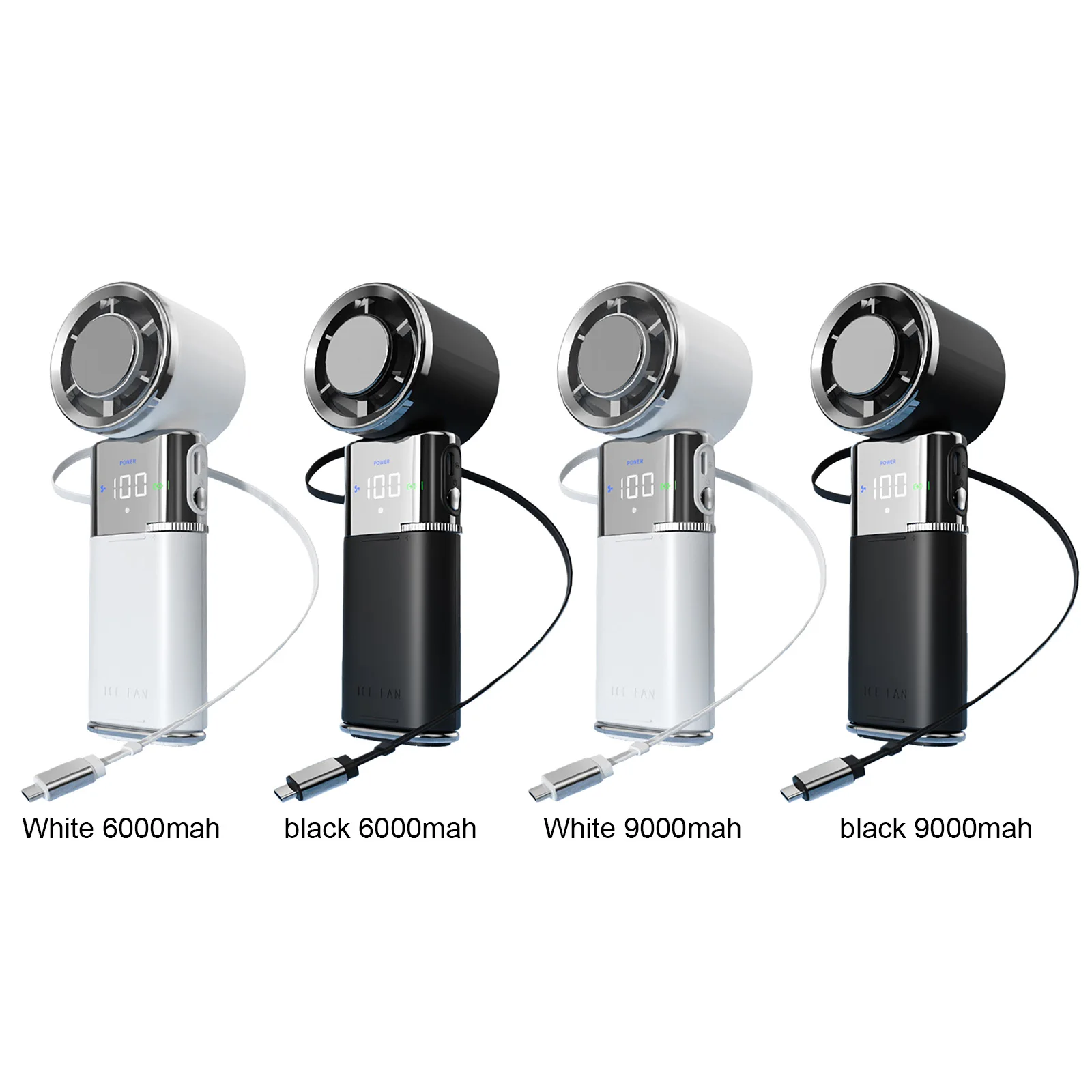 Personal Cooling Fans with LED Display&Ice Cooling Mini Hand Held Fan Multifunctional Compact Cooler for Outdoor Travel Camping