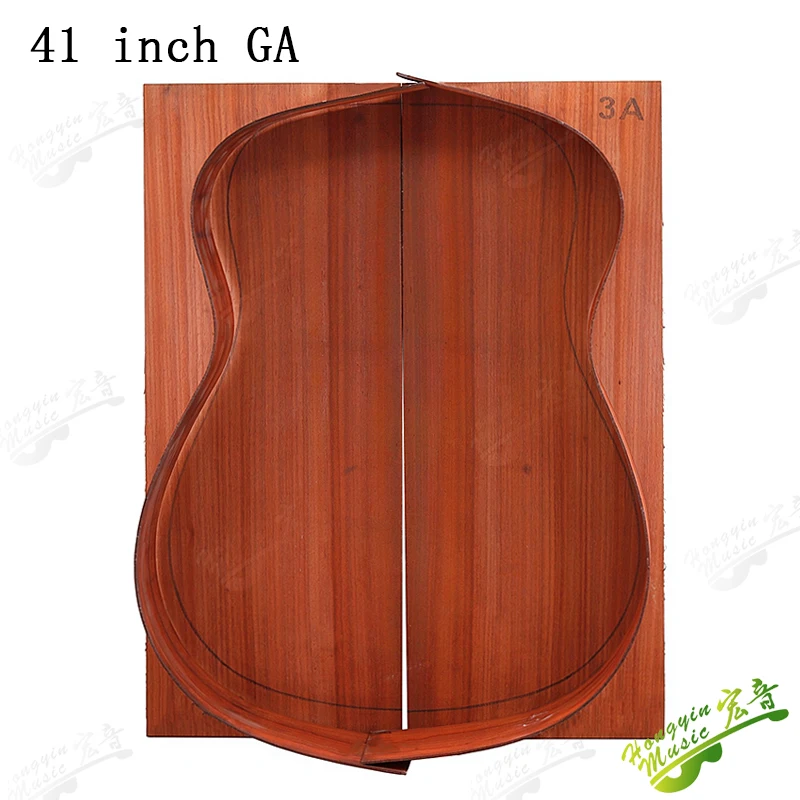 HUATOOL Acoustic Guitar PADAUK Solid Wood Back and Side Woolen Set D GA OM GS Side Panels Have Been Bent Accessories