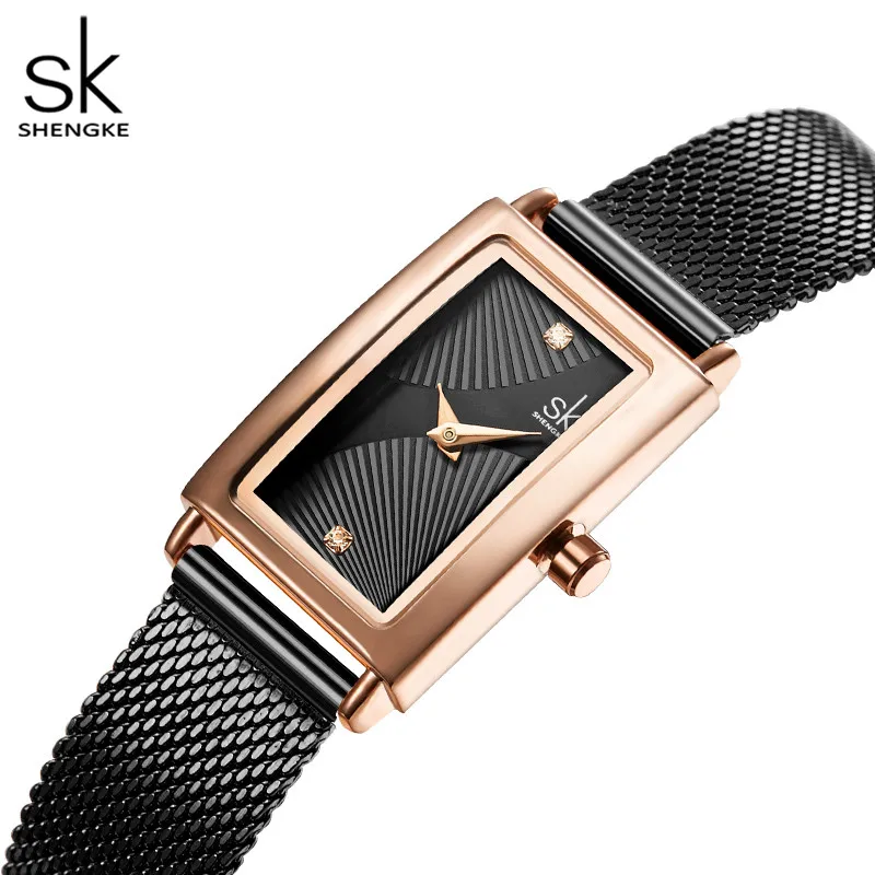 Shengke Women Watches Fashion Geneva Designer Ladies Watch Luxury Brand Rectangle Quartz Gold Wrist Watch Luxury Gifts For Women