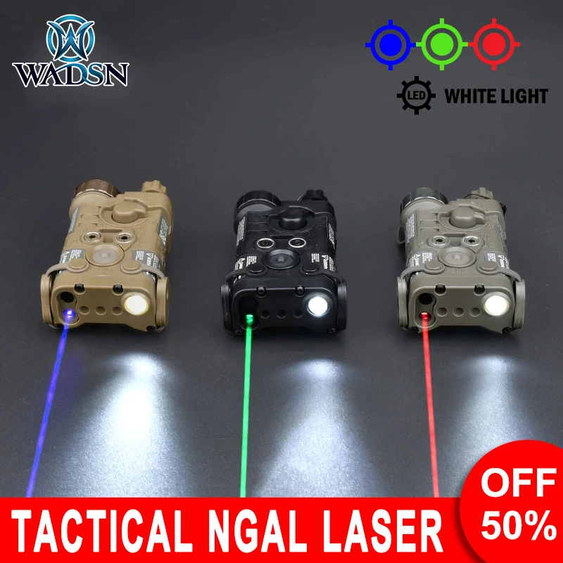 WADSN NGAL Laser Mini Version Airsoft Red Green Blue Aiming Laser Constant on White Flashlight Strobe NGAL PEQ For20mm Picatinny