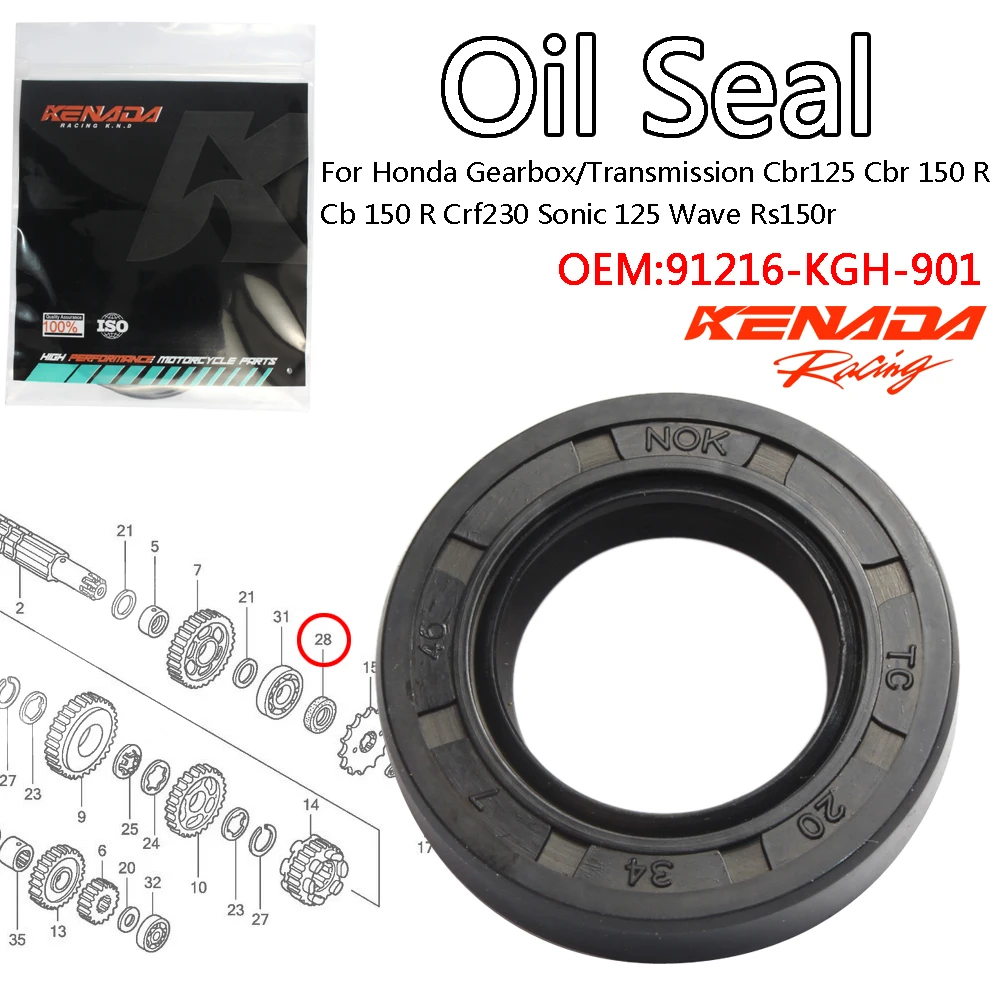 

For Honda Gearbox/Transmission Cbr125 150 R Cb 150 R Crf230 Sonic 125 Wave Rs150r Right Crankcase Oil Seal