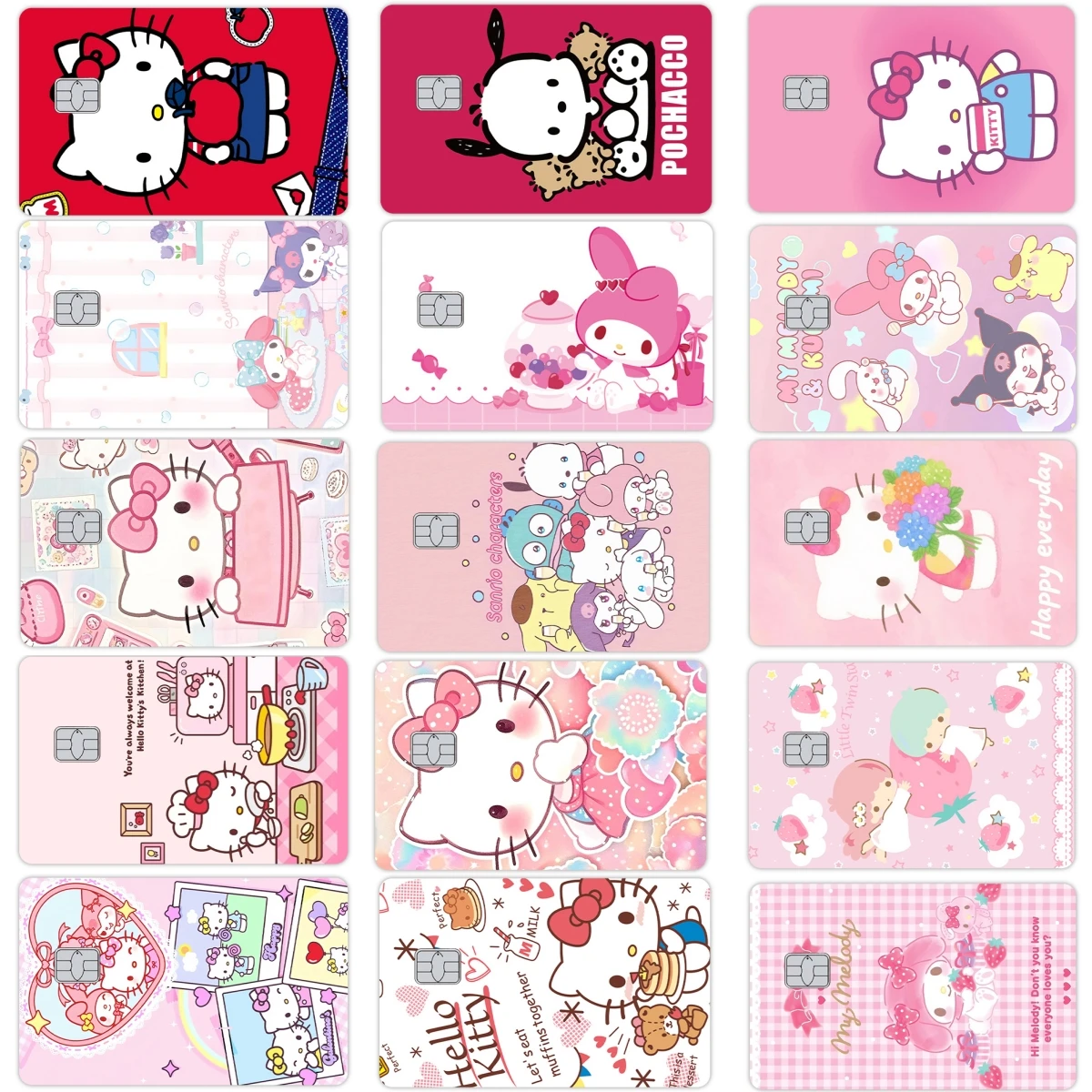 

Cartoon Anime Hangyodon Pochacco My Melody Kitty Diy Credit Debit Card Pink Sticker Film Skin Cover for Small Big No Chip Gifts