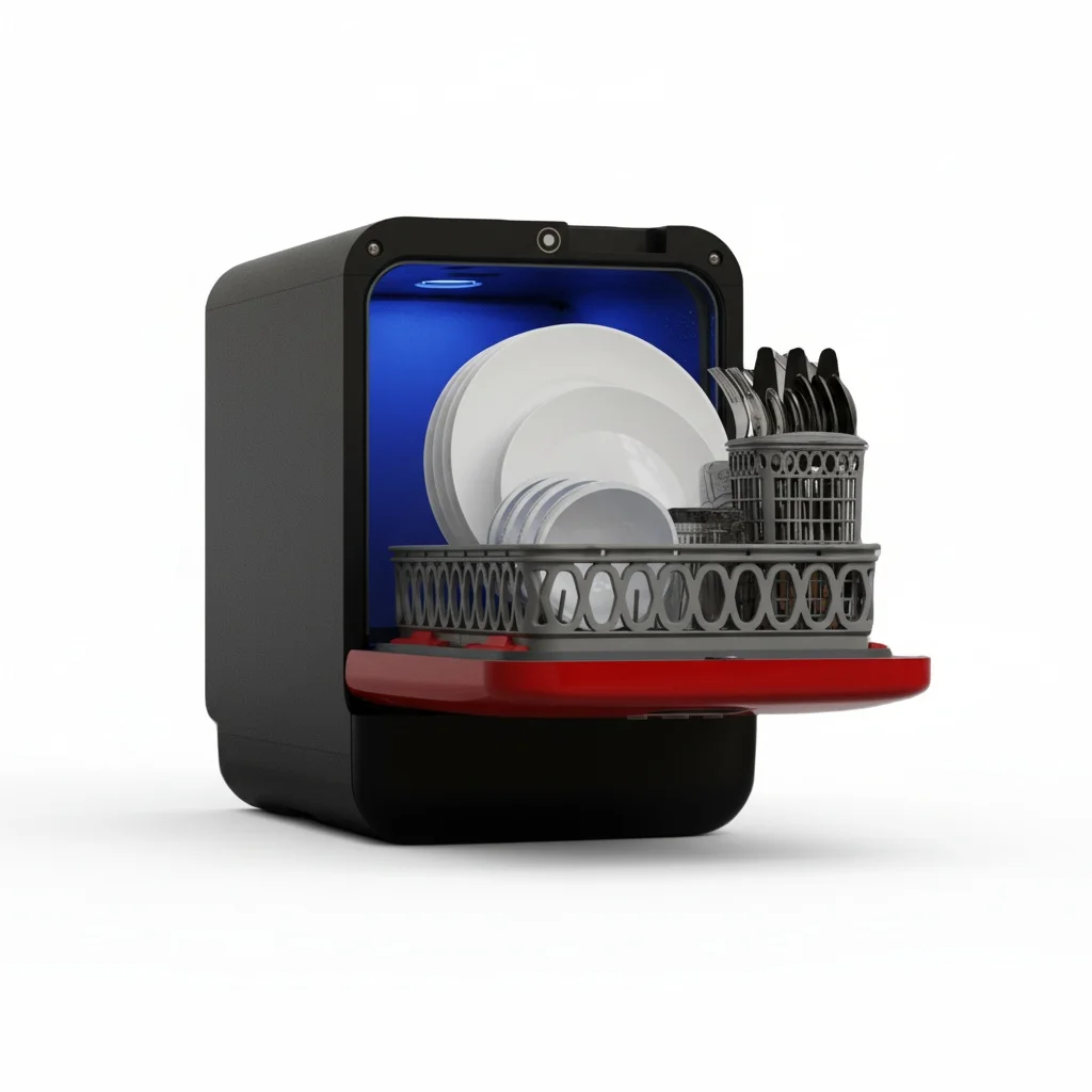 

Портативная посудомоечная машина, компактная посудомоечная машина 34x49x49 см, экологичная настольная посудомоечная машина из 85% переработанного пластика, подходит для тарелок диаметром 11,4 дюйма