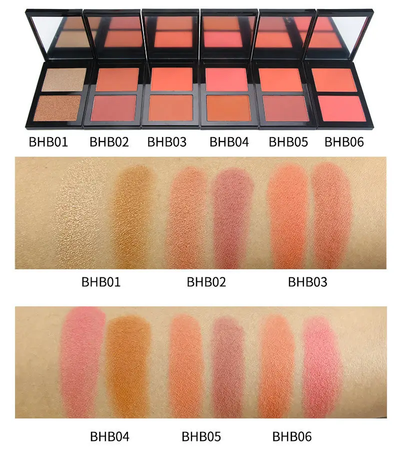 Makeup Blush Private Label Customize Own Logo Blusher Palette Unique Vegan Highlighter Bronzer Contour Powder Wholesale Bulk