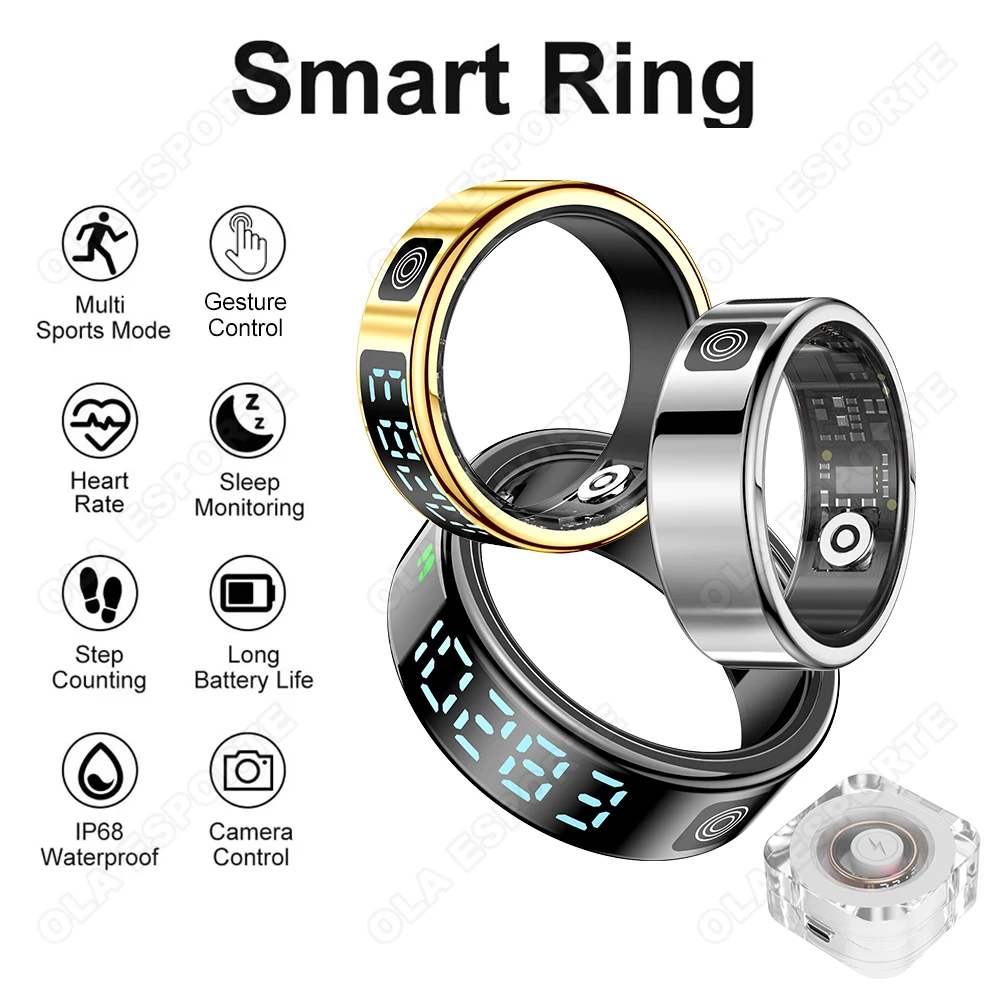 

Display Screen Smart Ring Bluetooth Connection Multiple Sports Modes Pedometer Fitness Rings Heart Rate Sleep Health Monitoring