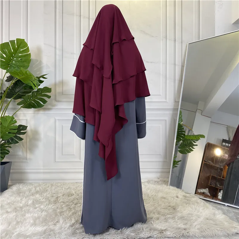 

Muslim Women Chiffon Hijab Islamic Prayer Scarf Eid Ramadan Khimar Overhead Headdress Dubai Turkey Headscarf Burqa Niqab Nikab