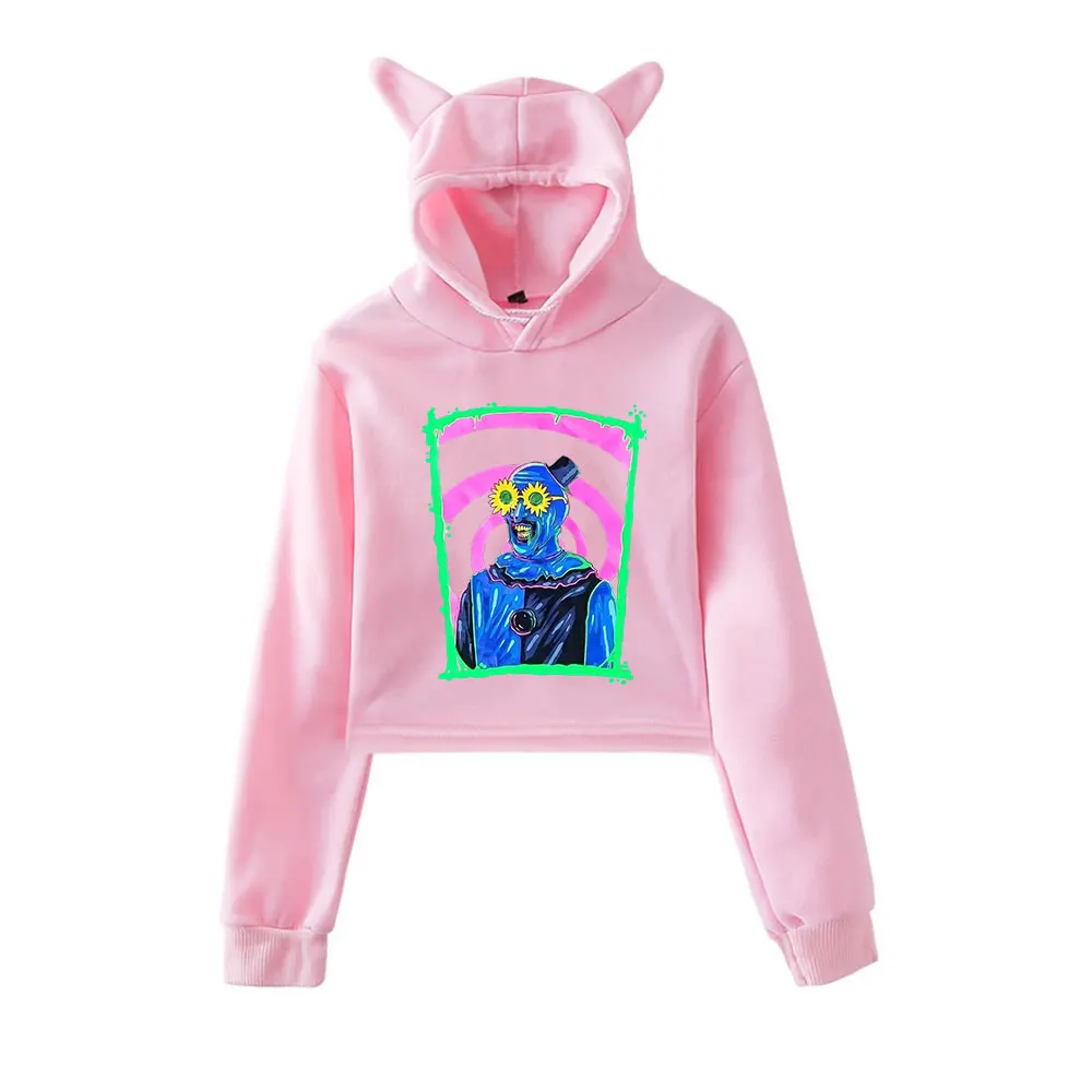 Terrifier Art the Clown Hoodie Vintage 90s Merch Hoodies Sweatshirt for Girls Cat Ear Crop Pullover