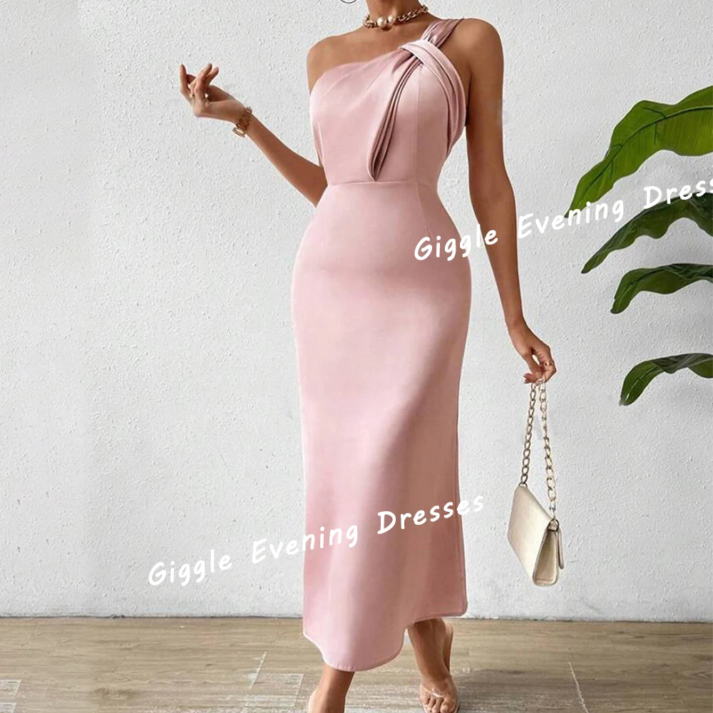 Giggle Crepe Sleeveless Simple Elegance Prom Gown Saudi Arab Close Fitting Ankle-Length Evening Party Dresses for Women 2024